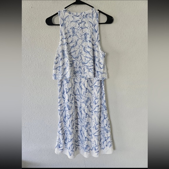 Tory Burch Dress Women XS Kaley White Blue Ellora  Sleeveless Layered  Excellent - Picture 9 of 9